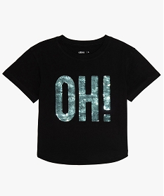 GEMO Tee-shirt fille loose à sequins réversibles noir standard