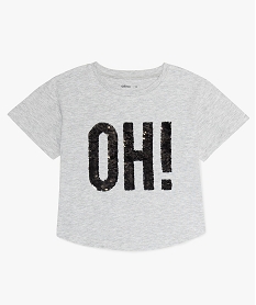 GEMO Tee-shirt fille loose à sequins réversibles gris standard