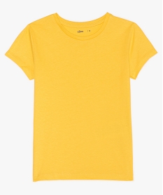 GEMO Tee-shirt fille uni à manches courtes Jaune