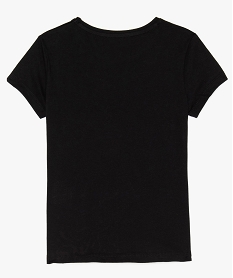 tee-shirt fille uni a manches courtes noirB174801_2