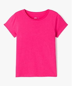 tee-shirt fille uni a manches courtes rose tee-shirtsB174901_1