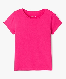 GEMO Tee-shirt fille uni à manches courtes Rose