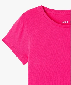 tee-shirt fille uni a manches courtes rose tee-shirtsB174901_2