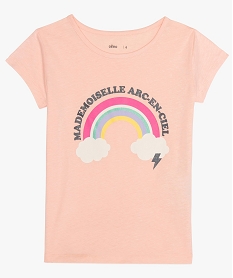 GEMO Tee-shirt fille à manches courtes imprimé fantaisie rose standard