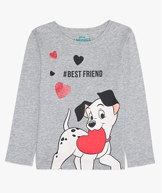 GEMO Tee-shirt fille à manches longues imprimé - Disney Animals Les 101 Dalmatiens orange chine