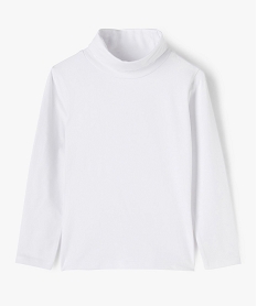 GEMO Tee-shirt fille à manches longues et col roulé blanc vif