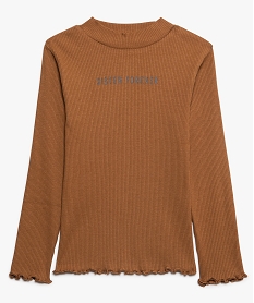 GEMO Tee-shirt fille en maille côtelée avec du coton bio Orange
