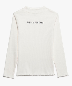 GEMO Tee-shirt fille en maille côtelée avec du coton bio Beige