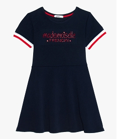 GEMO Robe fille à manches courtes en crêpe noir chine