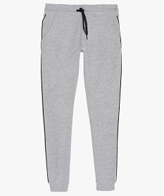 GEMO Pantalon de jogging fille fin à liseré contrasté Gris