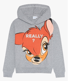 sweat fille a capuche - disney animals bambi gris sweatsB184701_1