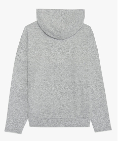sweat fille en maille tricot chine a capuche et rayures grisB185301_2