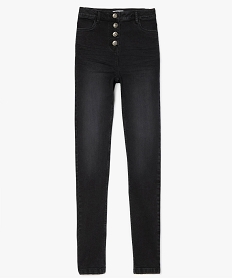 GEMO Jean fille skinny à taille haute et gros boutons Noir