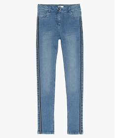 GEMO Jean fille skinny à taille haute et bandes rayées Gris