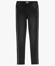 jean fille skinny a taille haute et bandes rayees noirB187301_1