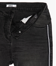jean fille skinny a taille haute et bandes rayees noir jeansB187301_2