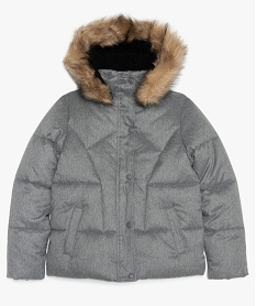 GEMO Parka fille chaude à doublure polaire et fourrure imitation Gris