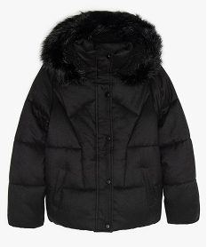 GEMO Parka fille chaude à doublure polaire et fourrure imitation Noir