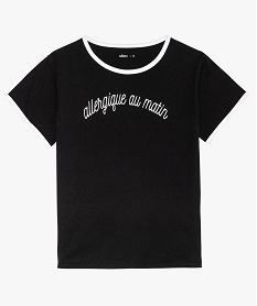 GEMO Tee-shirt fille à manches courtes avec inscription sur lavant noir standard