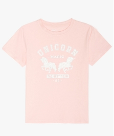 GEMO Tee-shirt fille en coton bio avec motif humoristique Rouge