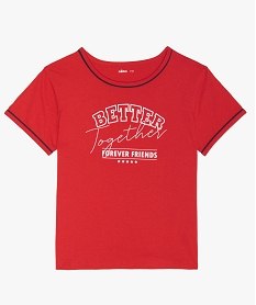 GEMO Tee-shirt fille loose au look vintage rouge standard