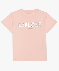 GEMO Tee-shirt fille à manches courtes et motifs sur lavant détails réfléchissants rose standard