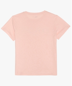 tee-shirt fille a manches courtes et motifs sur lavant details reflechissants roseB192601_2