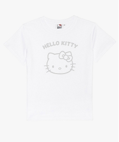 GEMO Tee-shirt fille à manches courtes et coupe large - Hello Kitty à motif brillant Blanc