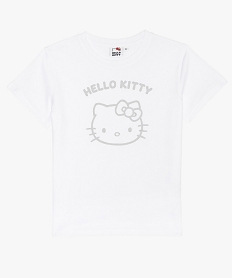 GEMO Tee-shirt fille à manches courtes et coupe large - Hello Kitty à motif brillant blanc standard