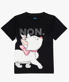 GEMO Tee-shirt fille à manches courtes imprimé pailleté - Disney Animals Les Aristochats Noir