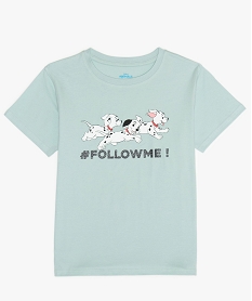 GEMO Tee-shirt fille à manches courtes imprimé pailleté - Disney Animals Les 101 Dalmatiens Vert