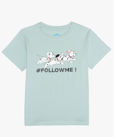 GEMO Tee-shirt fille à manches courtes imprimé pailleté - Disney Animals Les 101 Dalmatiens vert standard