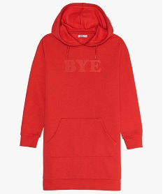 GEMO Robe fille en sweat molletonné avec capuche Rouge