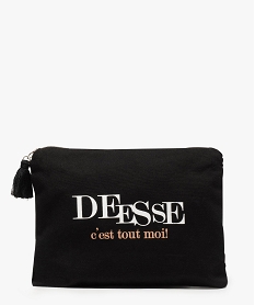 GEMO Pochette femme zippée avec message Noir