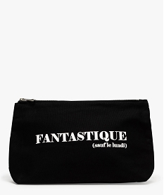 GEMO Pochette femme avec inscription et fermeture zippée Noir