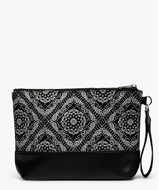 pochette femme a motif mandala et fermeture zippee noirB196701_1