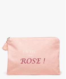 pochette femme zippee avec message paillete roseB196901_1