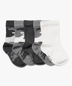 chaussettes bebe garcon a motif camouflage (lot de 5) gris chaussettesB197801_1