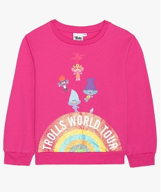 sweat fille avec motif colore et paillete – trolls world tour roseB199501_1