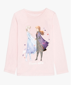 GEMO Tee-shirt fille à manches longues avec large motif – La Reine des Neiges Violet