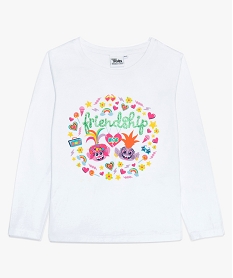 GEMO Tee-shirt fille à manches longues imprimé - Trolls Blanc