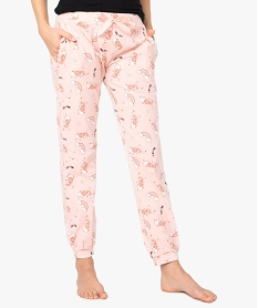 GEMO Pantalon de pyjama femme avec bas resserrés Imprimé