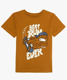 GEMO Tee-shirt garçon imprimé XXL streetwear marron standard
