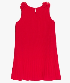 robe fille en matiere crepe plissee avec fleur sur les epaules rougeB201101_2