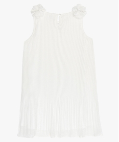 robe fille en matiere crepe plissee avec fleur sur les epaules blancB201201_2