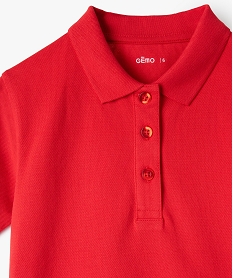 polo fille a manches courtes en coton pique uni rouge tee-shirtsB201301_2