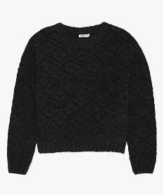 GEMO Pull fille pailleté en maille chenille fantaisie Gris