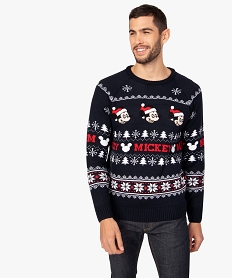 pull de noel pour homme avec motif mickey et pompons-disney bleuB202101_1