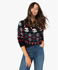 GEMO Pull femme spécial Noël avec motifs Mickey - Disney Noir