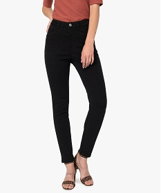 jean femme slim taille haute a surpiqures fantaisie noirB203801_1